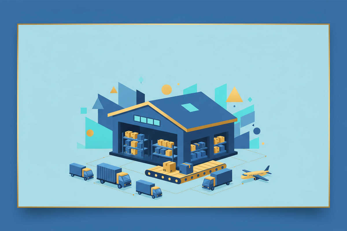 Illustrated Free Zone Warehouse Banner